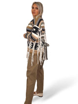 CHAQUETA PUNTO RAYAS MULTICOLOR FLECOS JOT