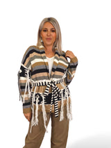 CHAQUETA PUNTO RAYAS MULTICOLOR FLECOS JOT