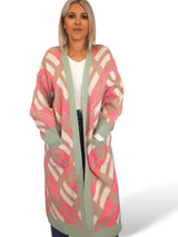 CHAQUETA LANA PUNTO VERDE ROSA JOT