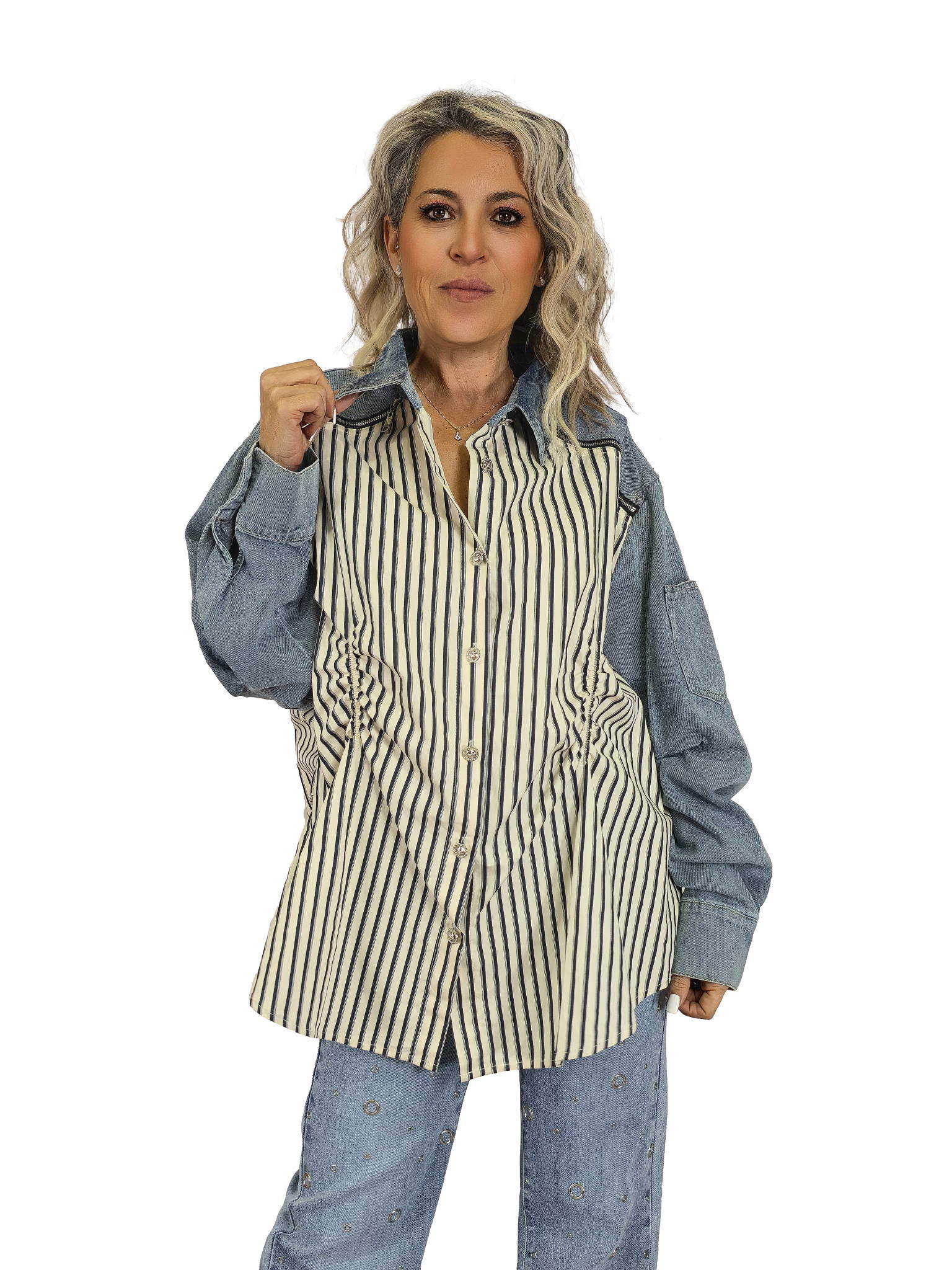 CAMISOLA COMBINADA DENIM RAYAS JOT