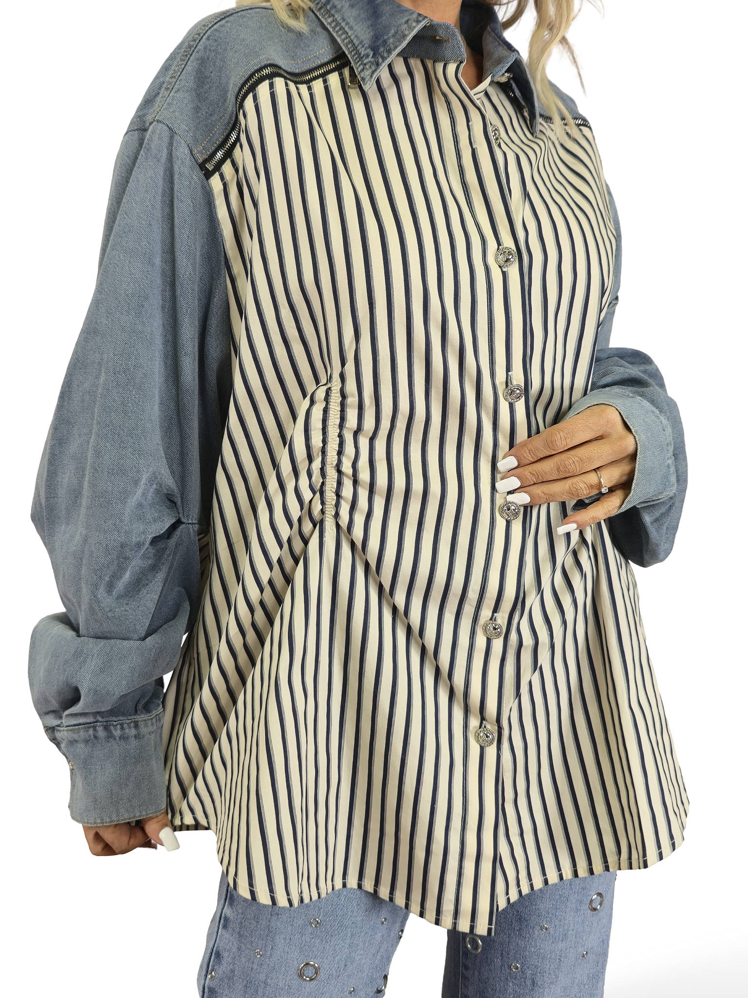 CAMISOLA COMBINADA DENIM RAYAS JOT