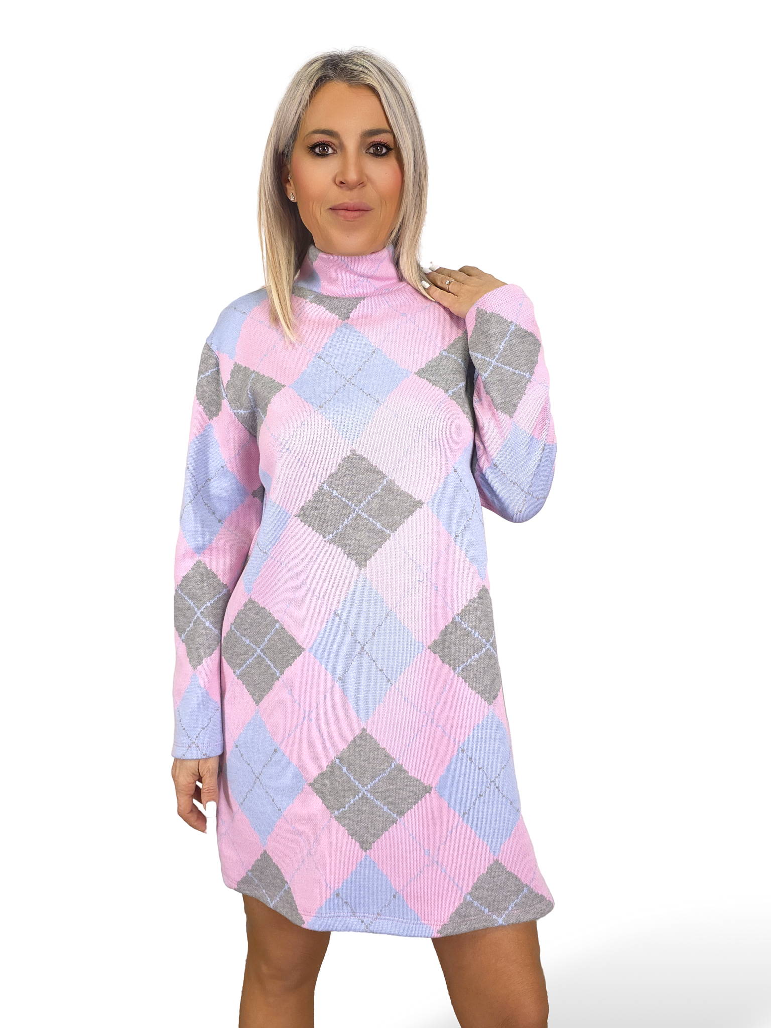 Strickkleid mit Rautenmuster
