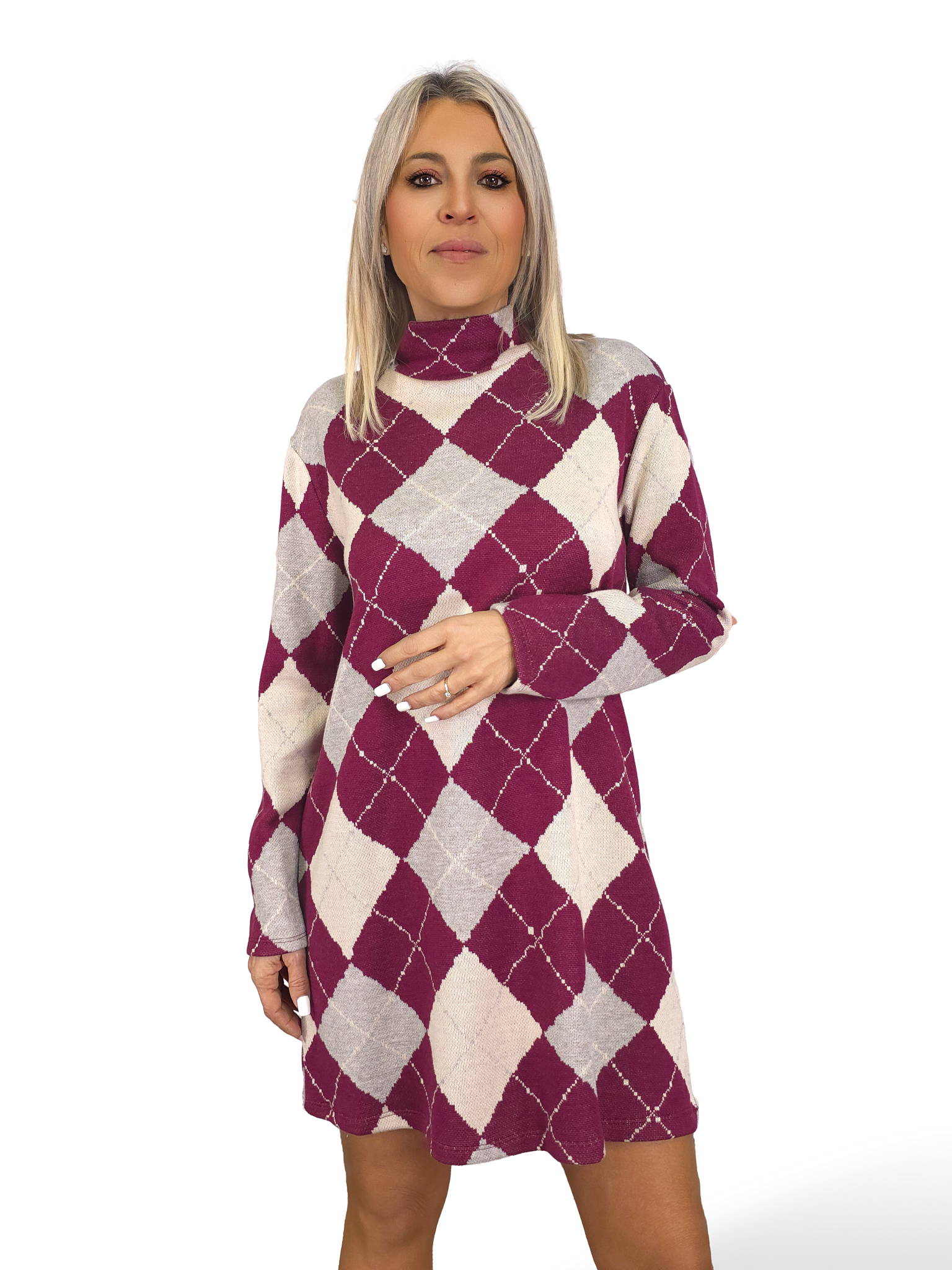 Strickkleid mit Rautenmuster