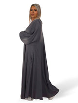 MAXI VESTIDO ESCOTE PICO TENCEL GRIS JOT