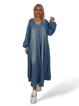 VESTIDO ESCOTE PICO TENCEL JOT