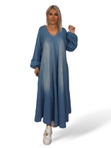 VESTIDO ESCOTE PICO TENCEL JOT