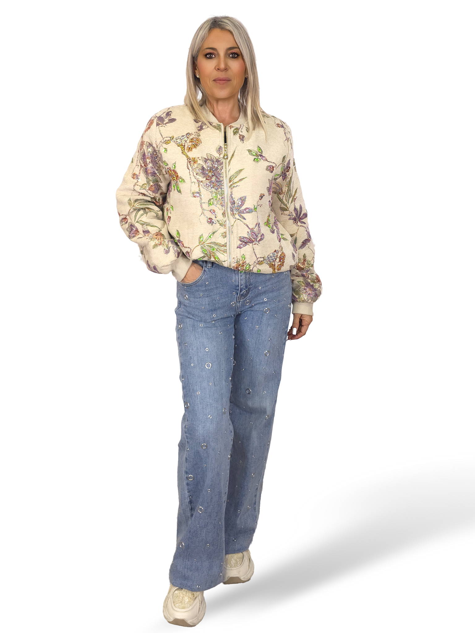 BOMBER ACOLCHADA BORDADA PEDRERIA JOT