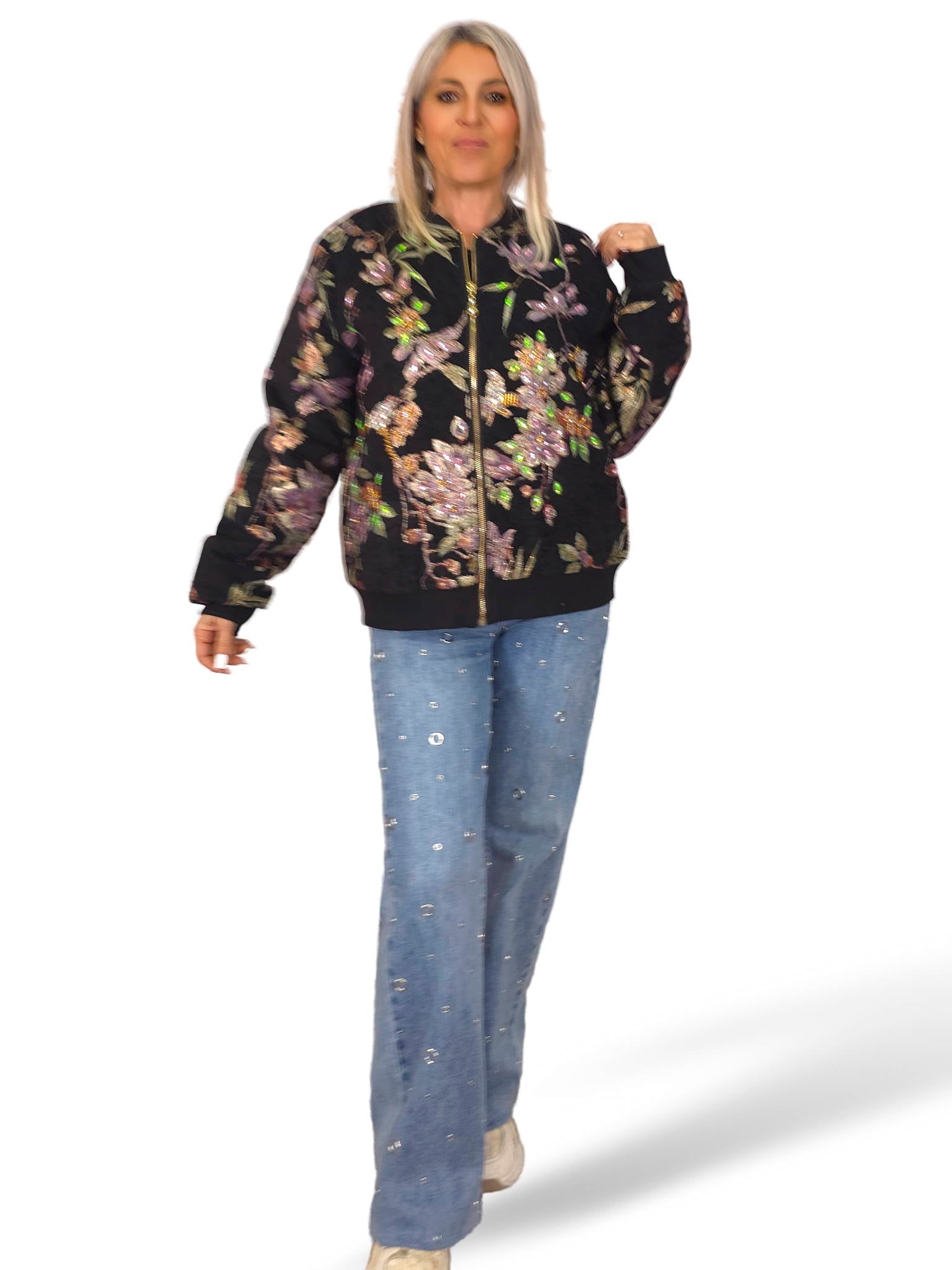 BOMBER ACOLCHADA BORDADA PEDRERIA JOT