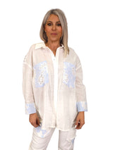 JEANS BLANCO CORAZONES RAYAS Y BLONDA