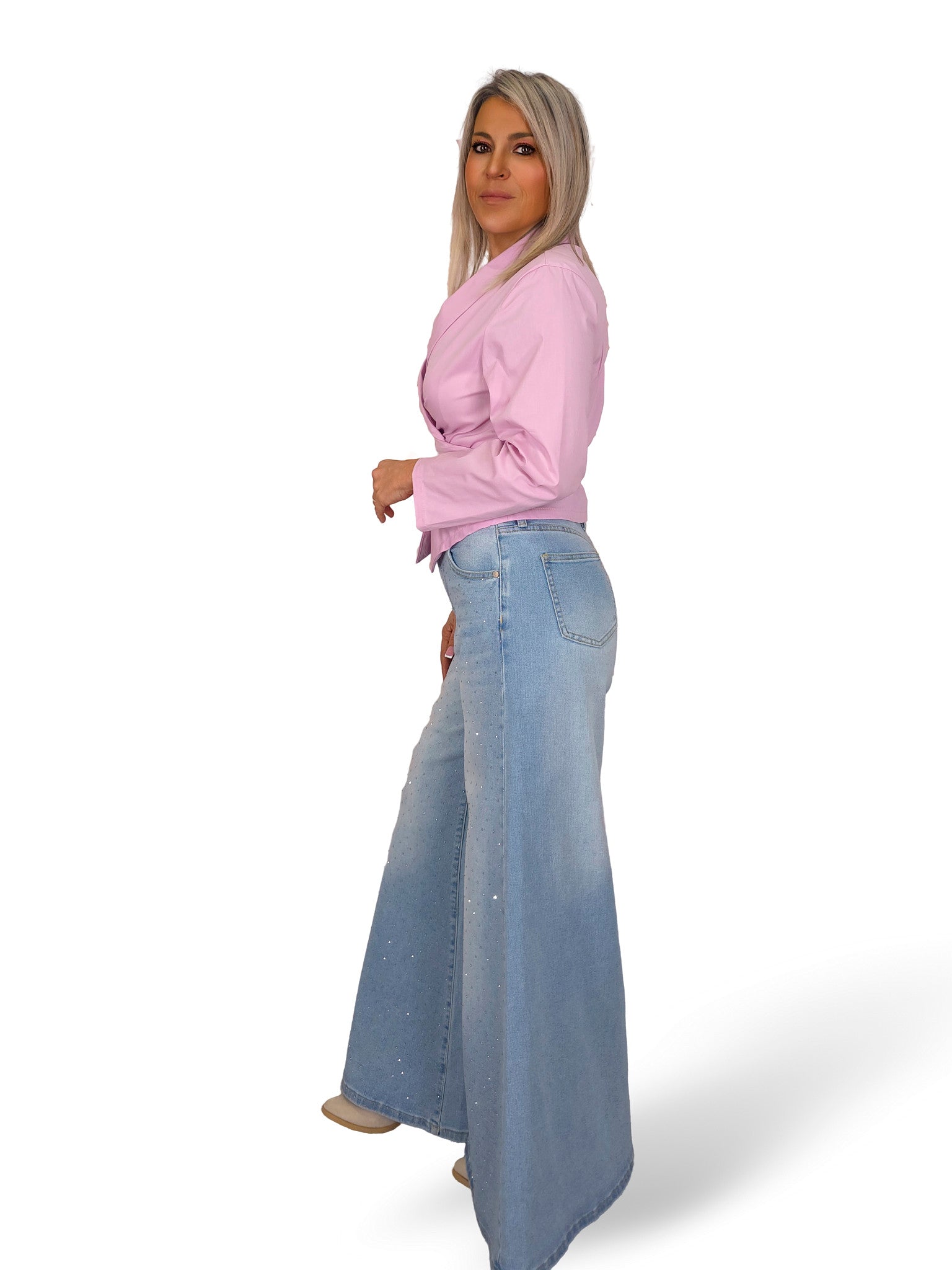 JEANS PALAZZO STRASS