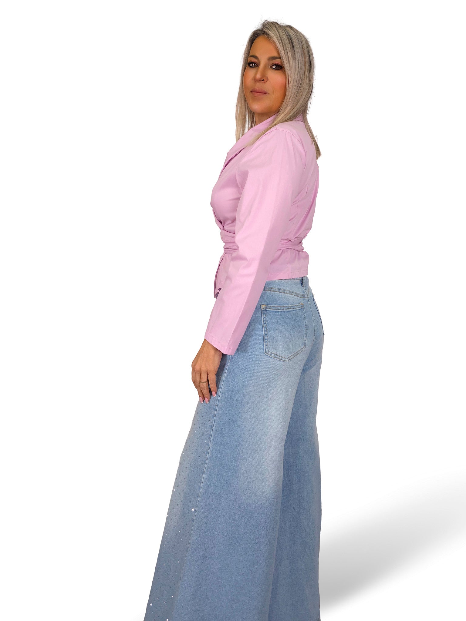 JEANS PALAZZO STRASS