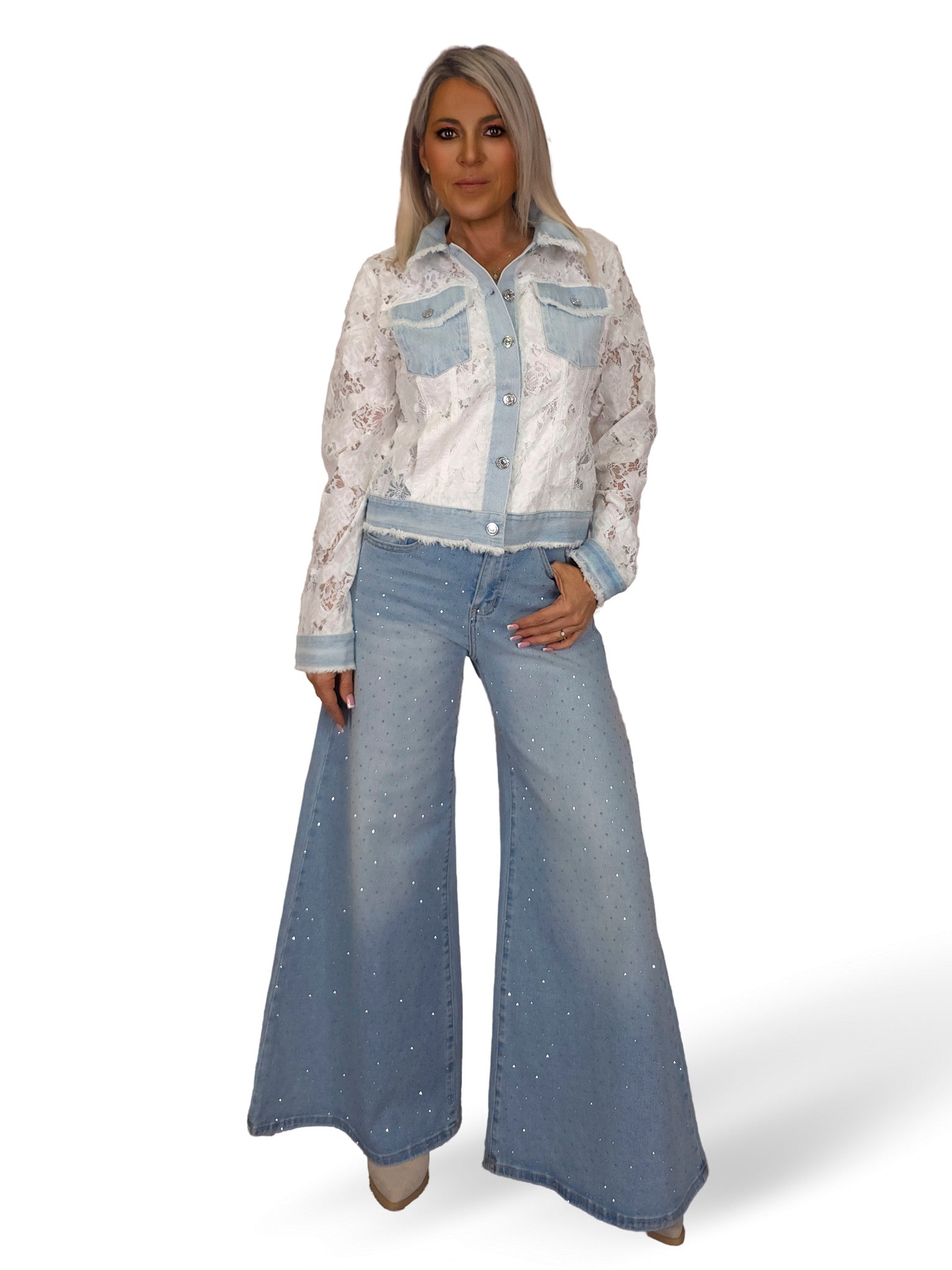 CHAQUETA DENIM ENCAJE