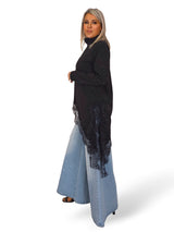 CAMISETA ASIMETRICA STRASS ENCAJE