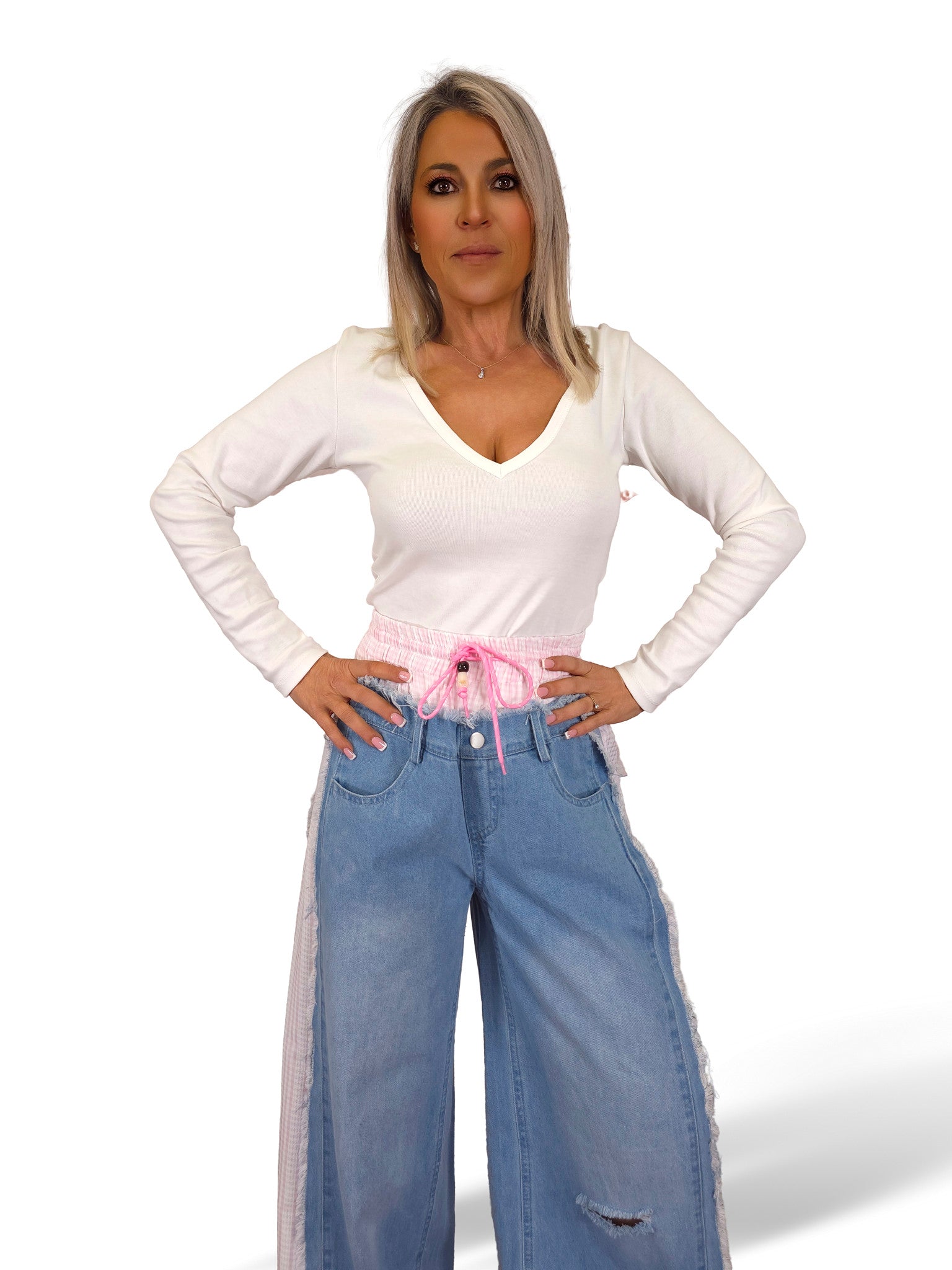 JEANS COMBINADO VICHI ROSA JOT