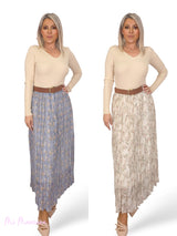 FALDA GASA TENCEL ARRUGADA FLORES JOT