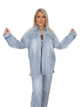 SOBRECAMISA DENIM DESFLECADA TACHUELAS