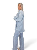 SOBRECAMISA DENIM DESFLECADA TACHUELAS