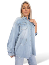 SOBRECAMISA DENIM DESFLECADA TACHUELAS