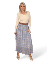 FALDA GASA TENCEL ARRUGADA FLORES JOT