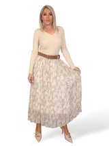 FALDA GASA TENCEL ARRUGADA FLORES JOT