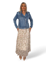 FALDA GASA TENCEL ARRUGADA FLORES JOT