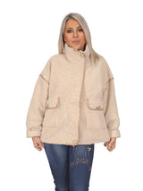 CHAQUETA LANA FLOCADA CUELLO ALTO