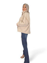 CHAQUETA LANA FLOCADA CUELLO ALTO