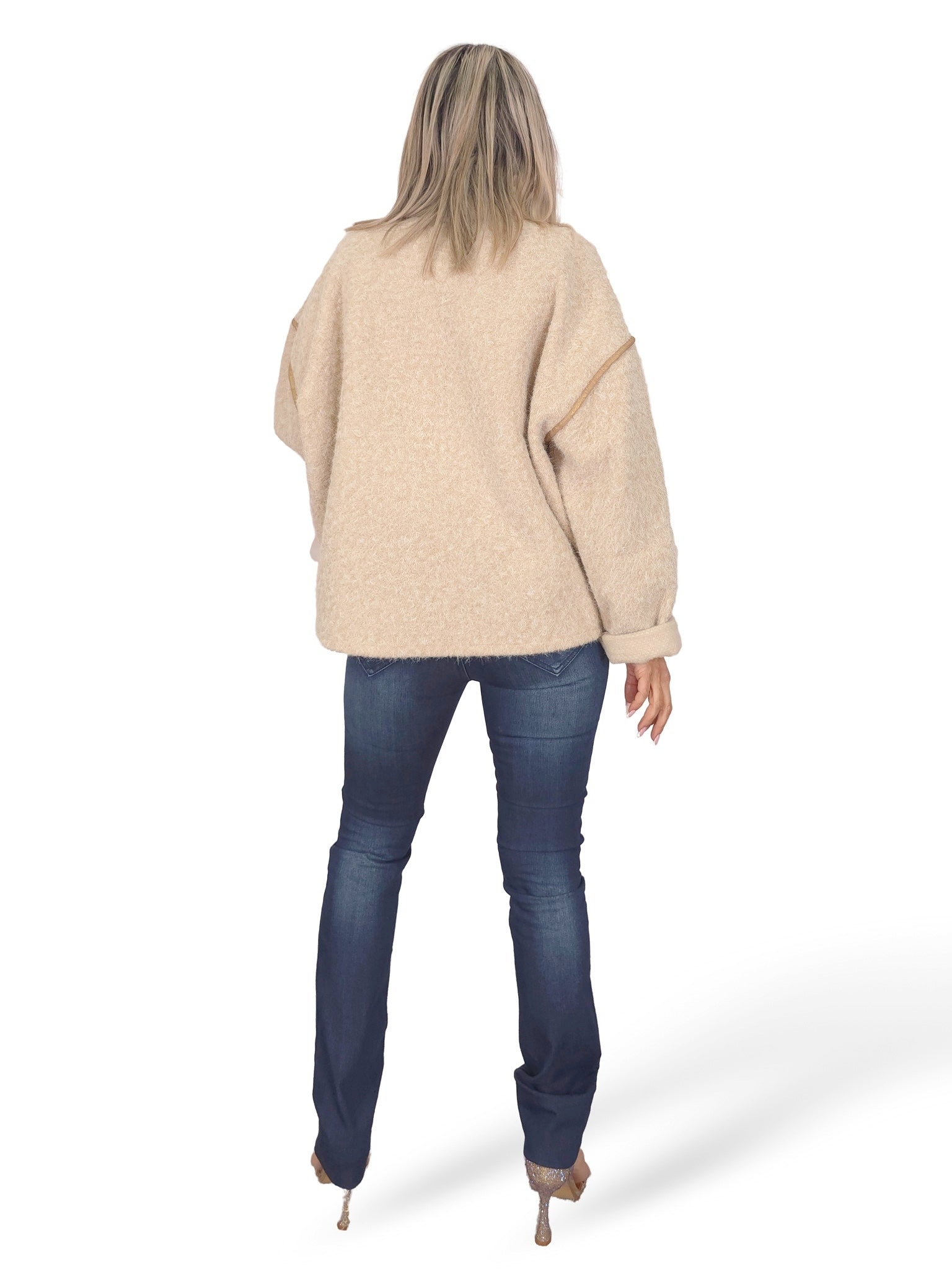 CHAQUETA LANA FLOCADA CUELLO ALTO