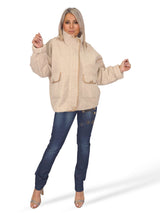 CHAQUETA LANA FLOCADA CUELLO ALTO