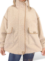 CHAQUETA LANA FLOCADA CUELLO ALTO