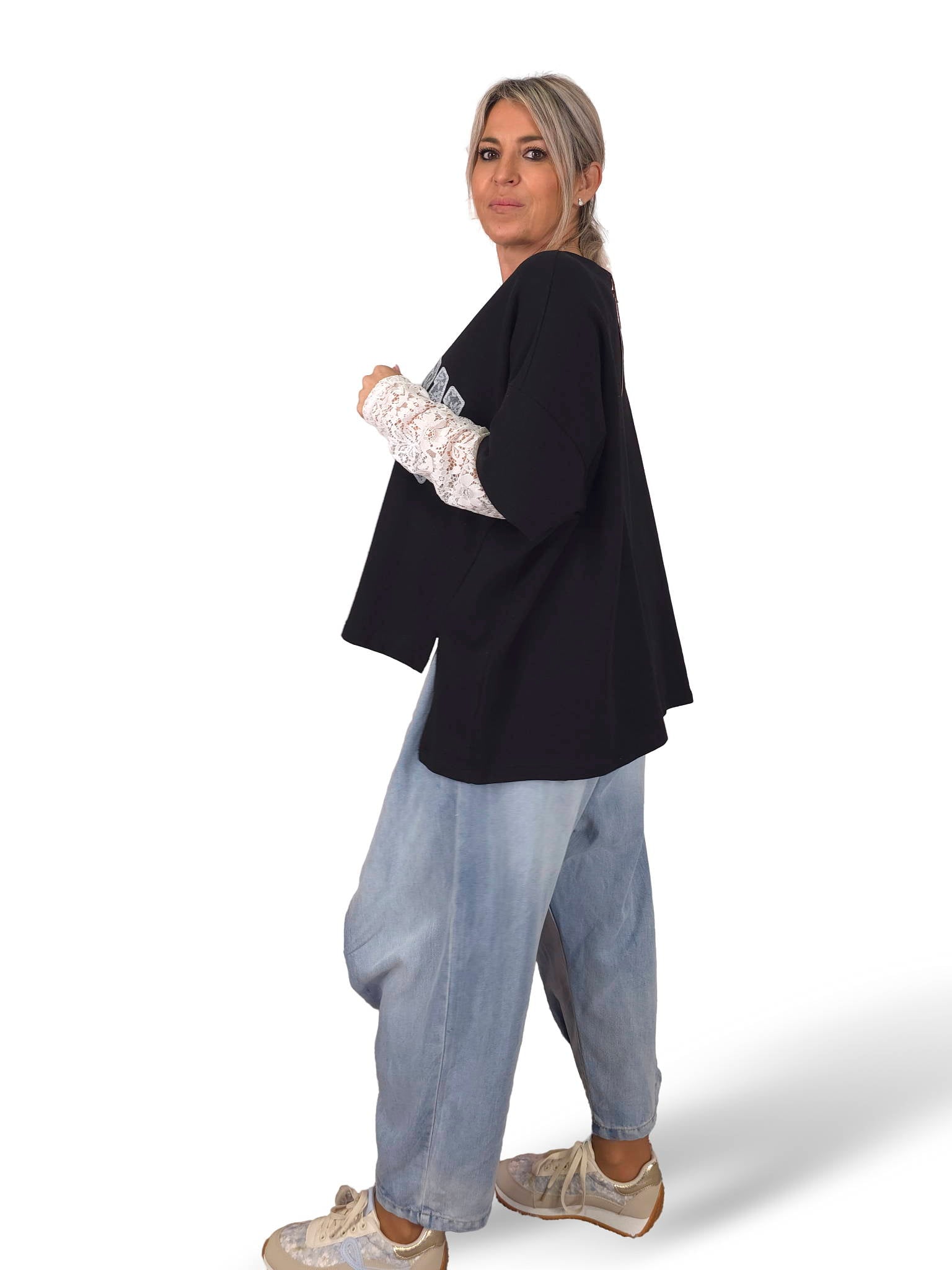 MAXI SUDADERA MANGAS ENCAJE