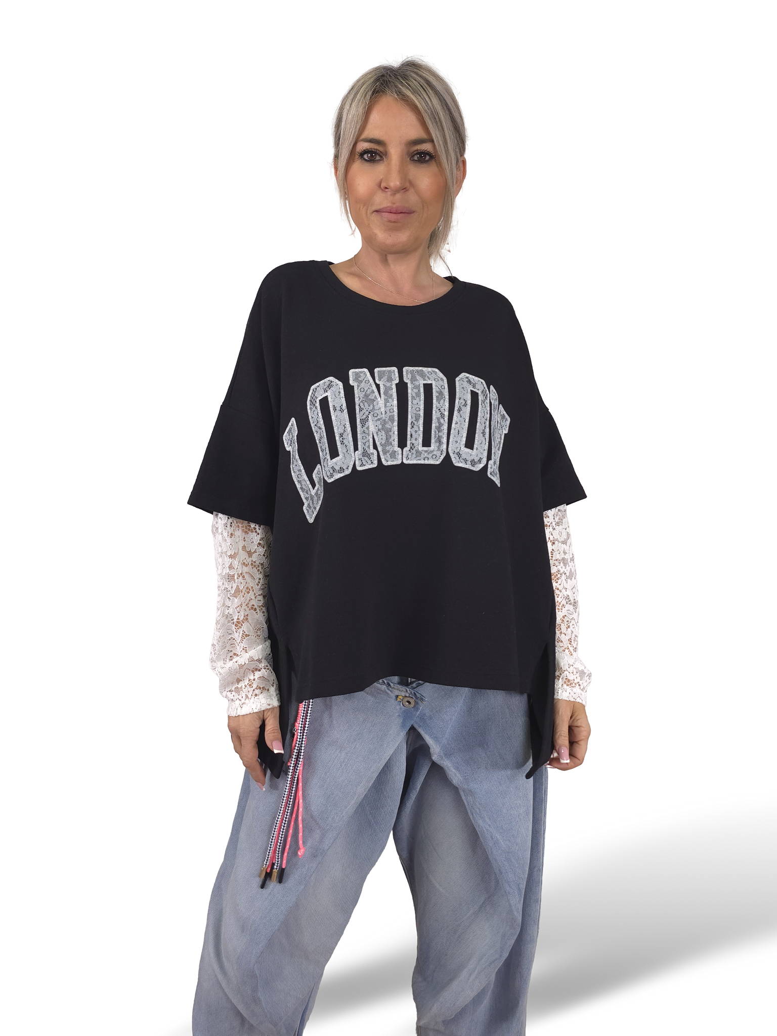 MAXI SUDADERA MANGAS ENCAJE