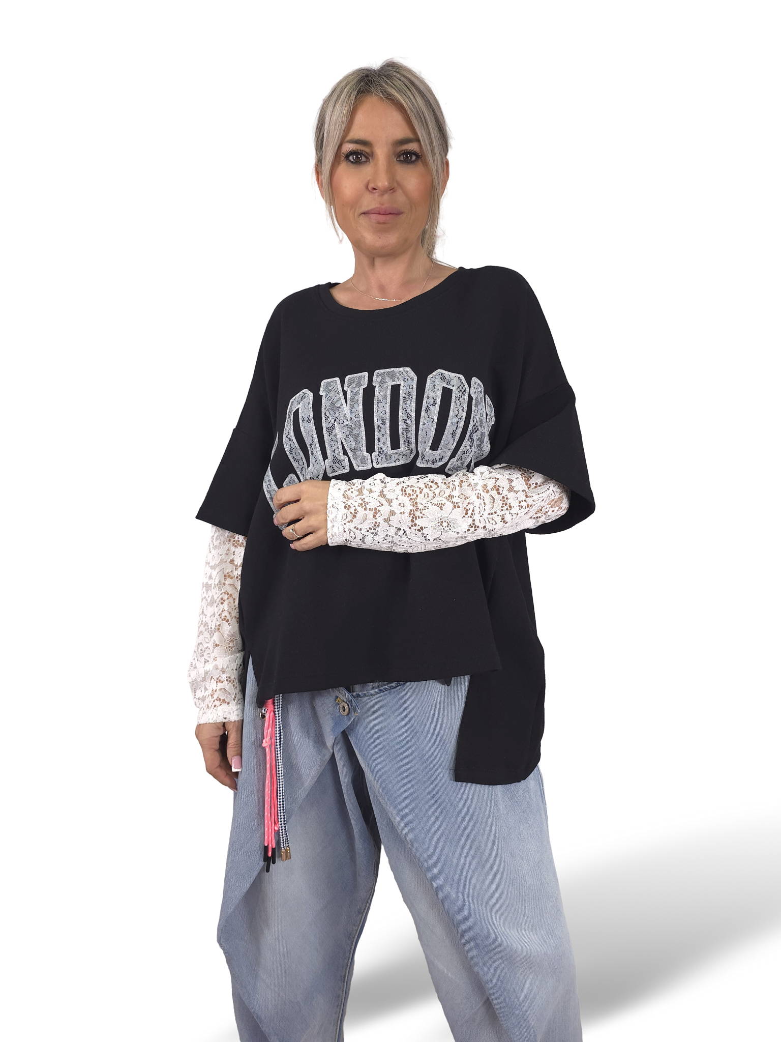 MAXI SUDADERA MANGAS ENCAJE