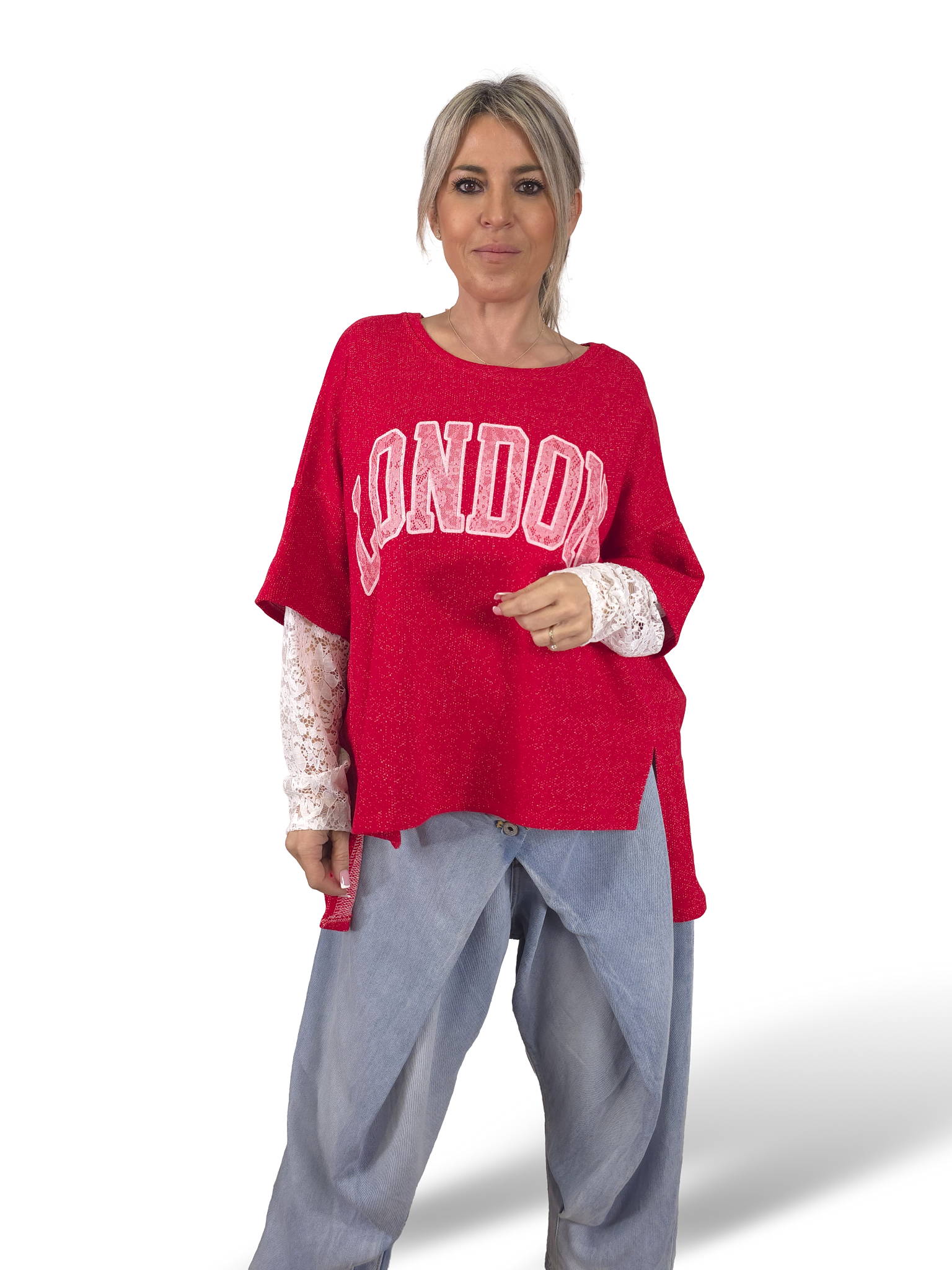 MAXI SUDADERA MANGAS ENCAJE