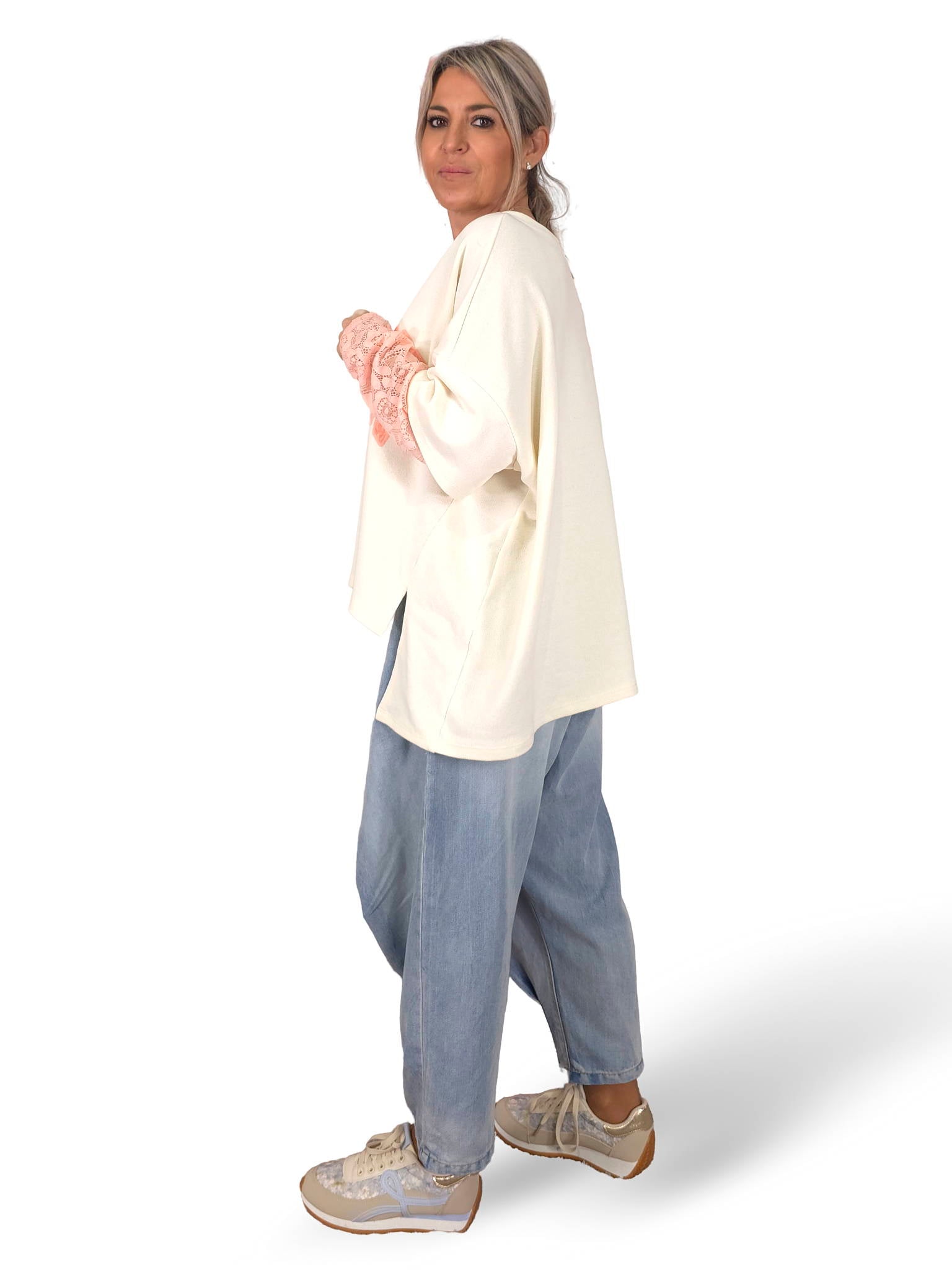 MAXI SUDADERA MANGAS ENCAJE