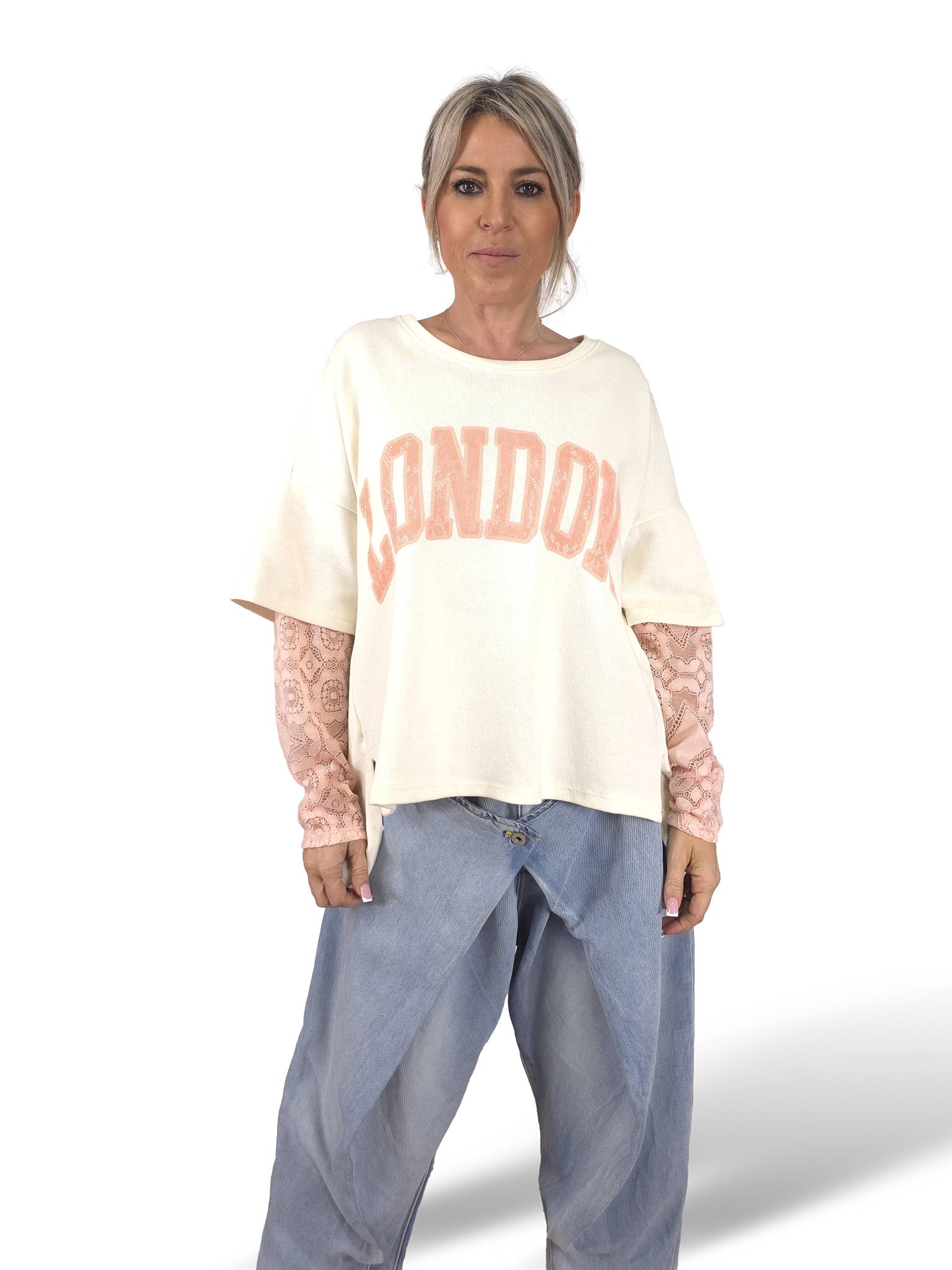 MAXI SUDADERA MANGAS ENCAJE