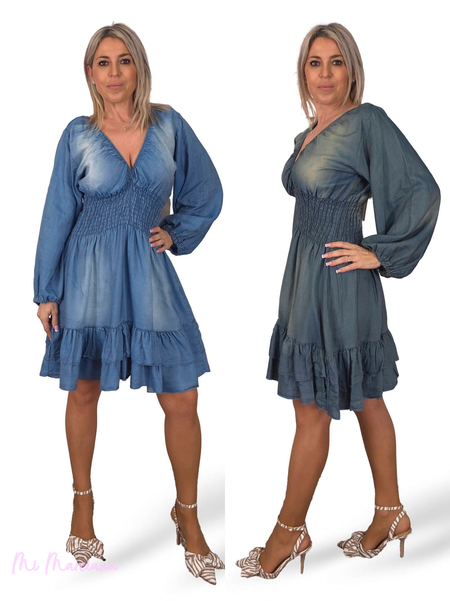 VESTIDO CORTO NIDO DE ABEJA TENCEL JOT