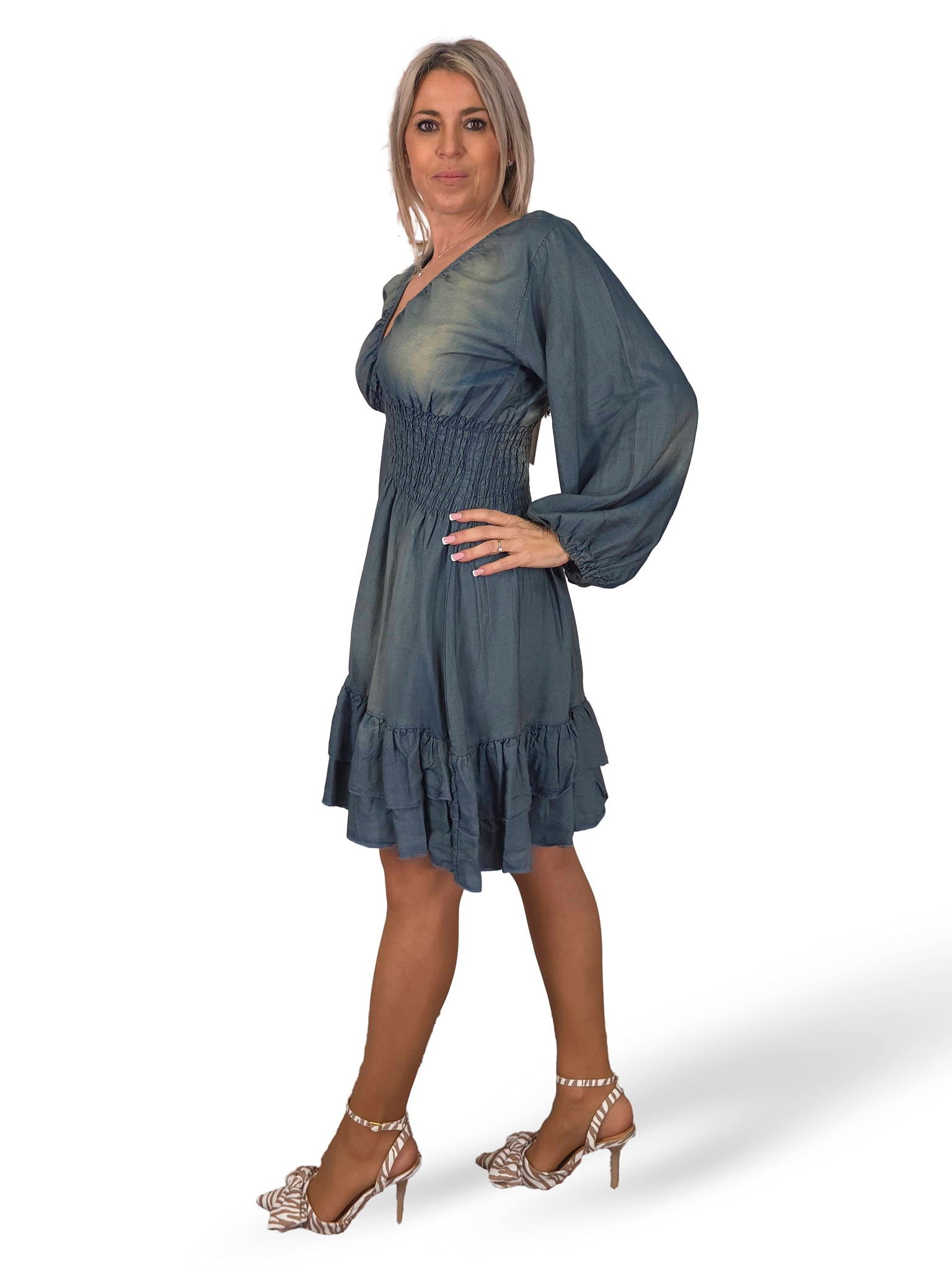 VESTIDO CORTO NIDO DE ABEJA TENCEL JOT