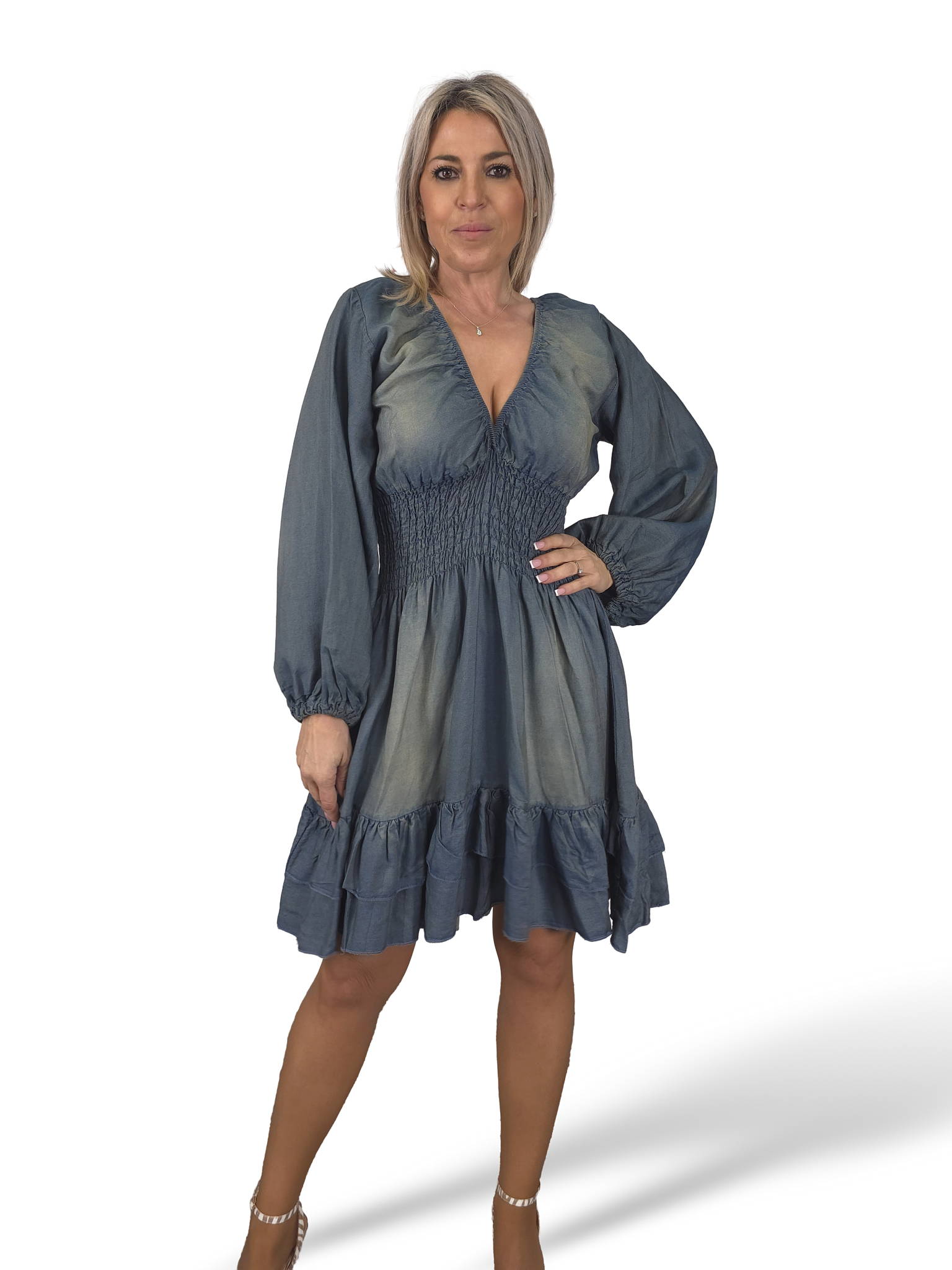 VESTIDO CORTO NIDO DE ABEJA TENCEL JOT