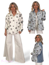 CHAQUETA BLONDA FLORES LENTEJUELAS JOT