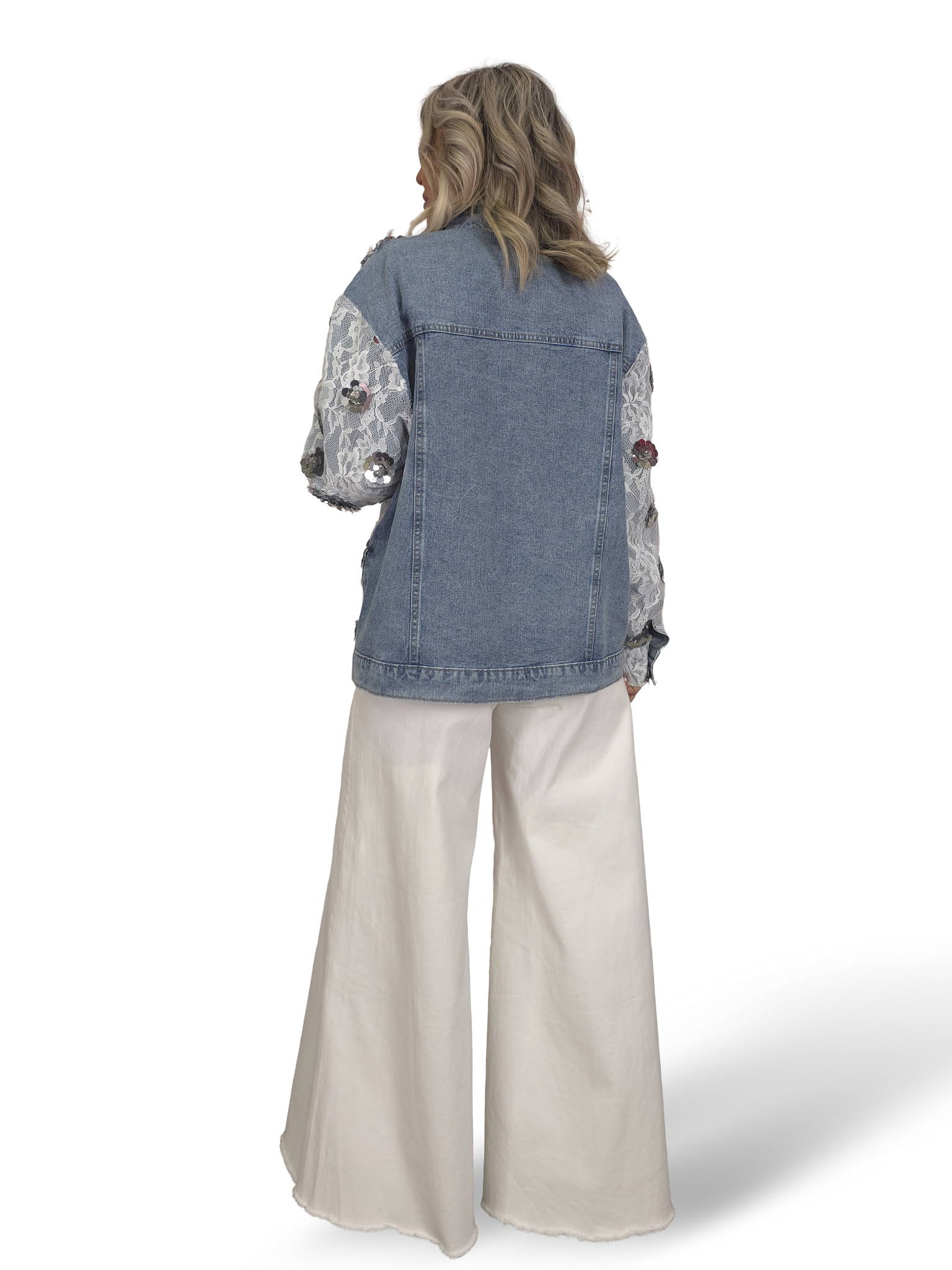 CHAQUETA BLONDA FLORES LENTEJUELAS JOT