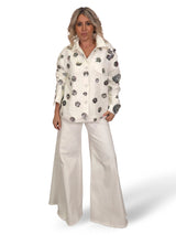 CHAQUETA BLONDA FLORES LENTEJUELAS JOT