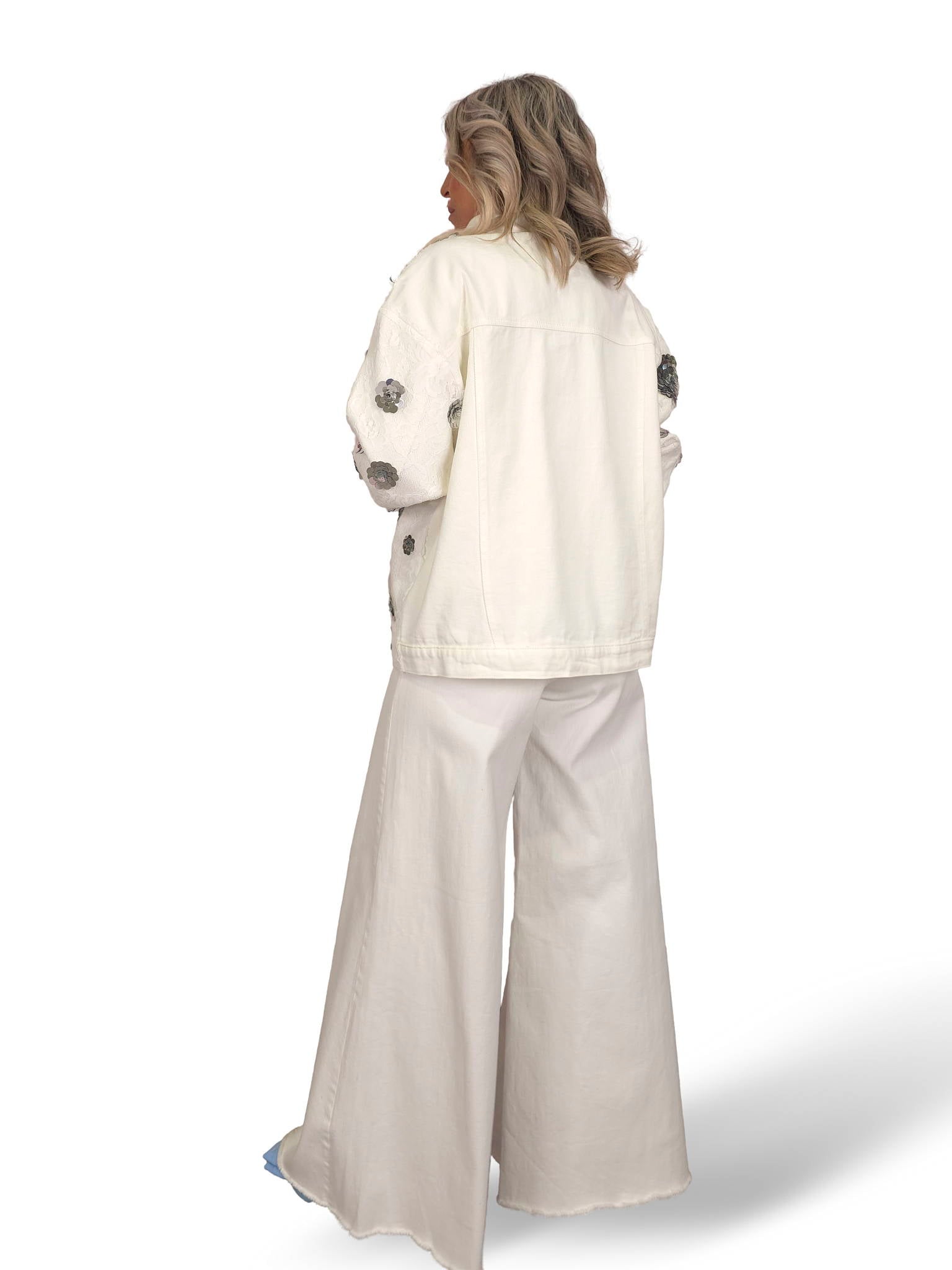 CHAQUETA BLONDA FLORES LENTEJUELAS JOT