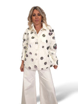 CHAQUETA BLONDA FLORES LENTEJUELAS JOT