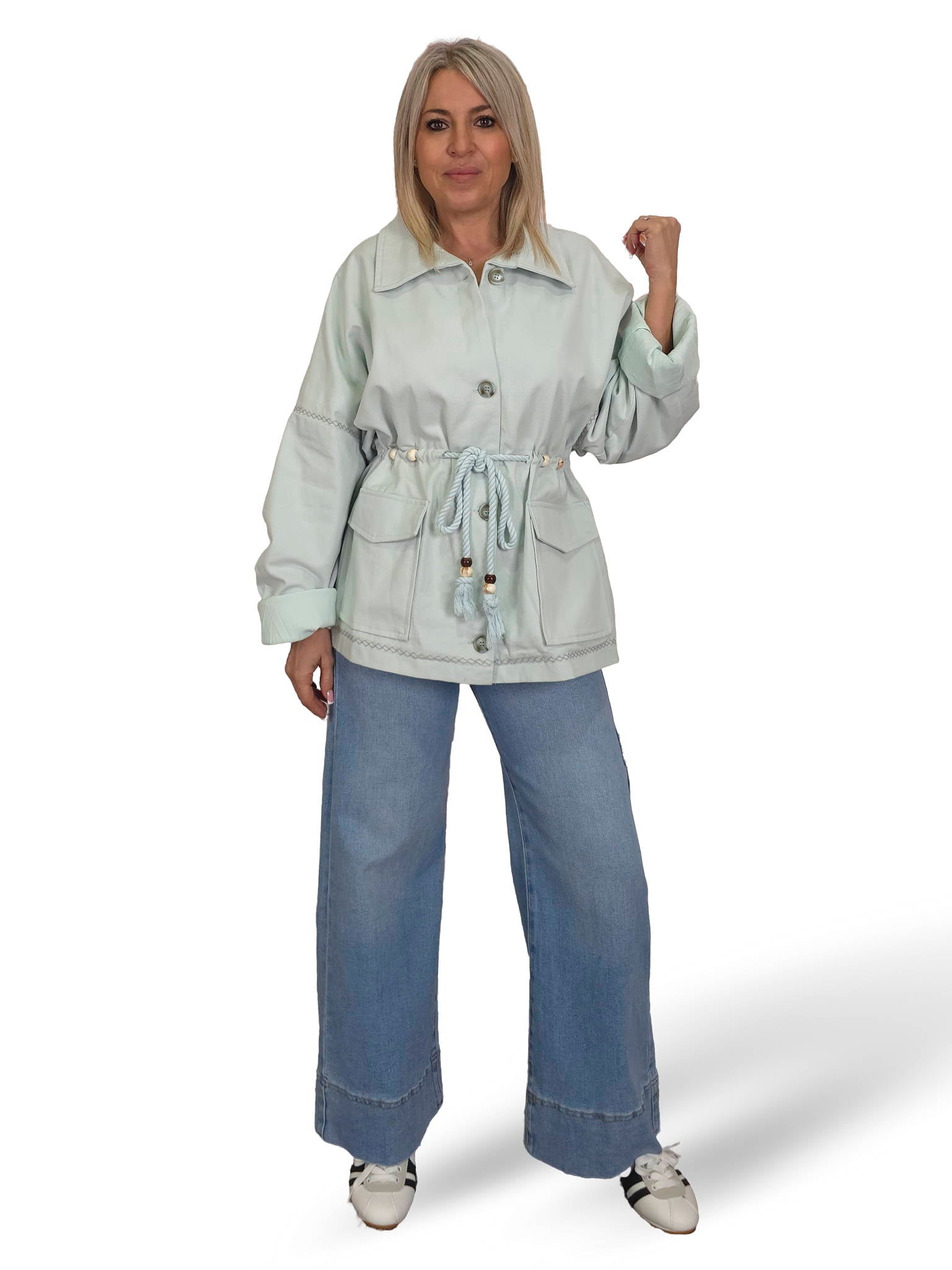 JOT MAXI DENIMJACKE MIT VERSTELLBAREM KORDELZUG