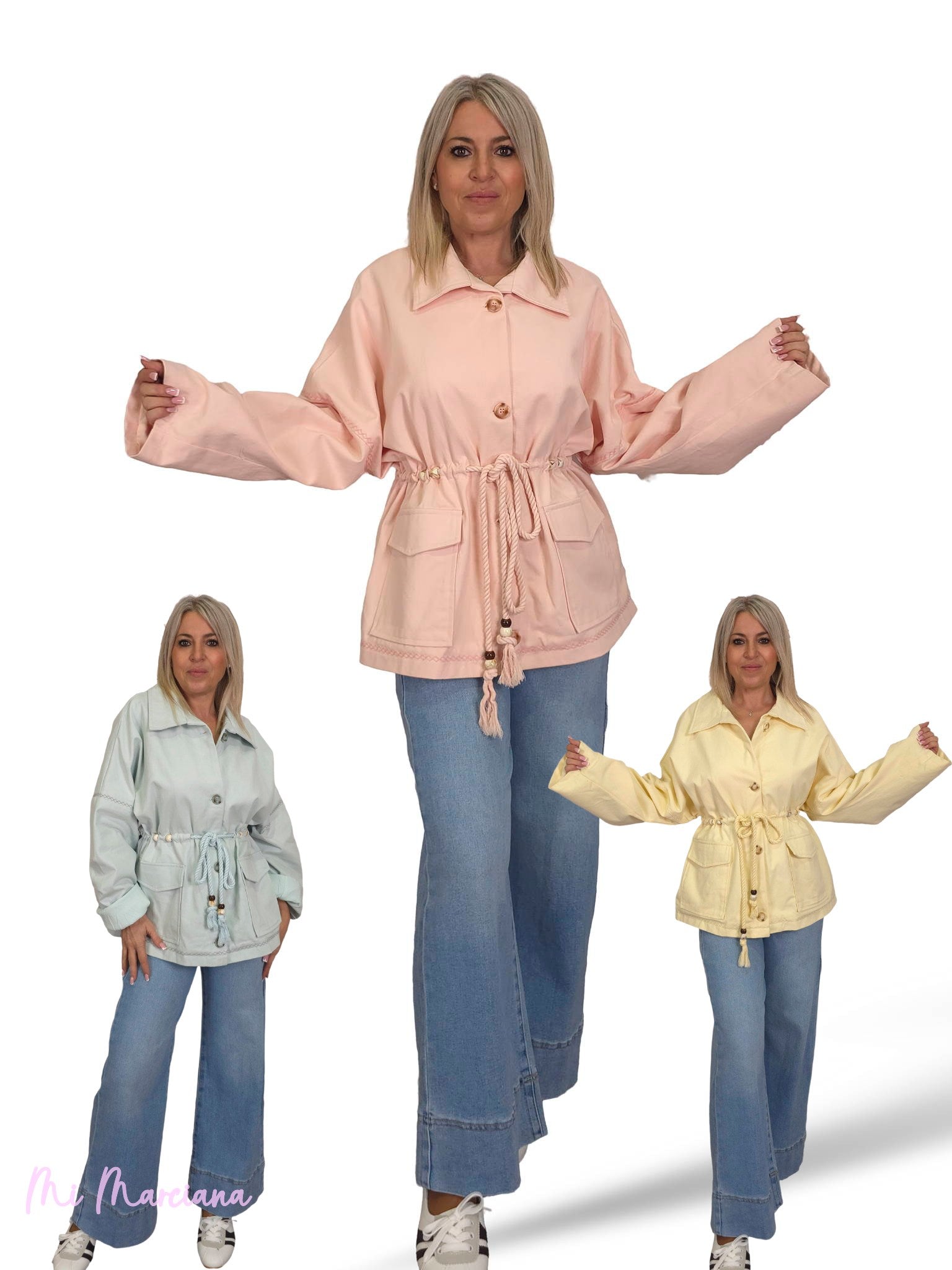 JOT MAXI DENIMJACKE MIT VERSTELLBAREM KORDELZUG