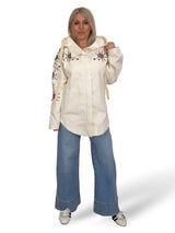 CHAQUETA LONETA CORTA BORDADA CAPUCHA JOT