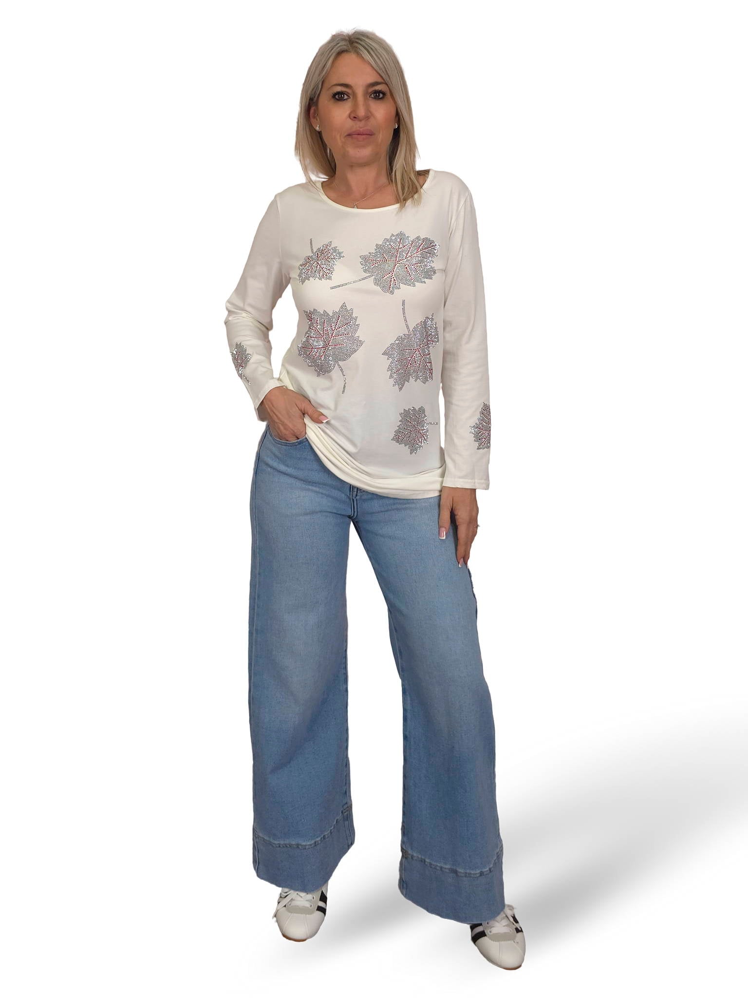 CAMISETA STRASS HOJAS JOT