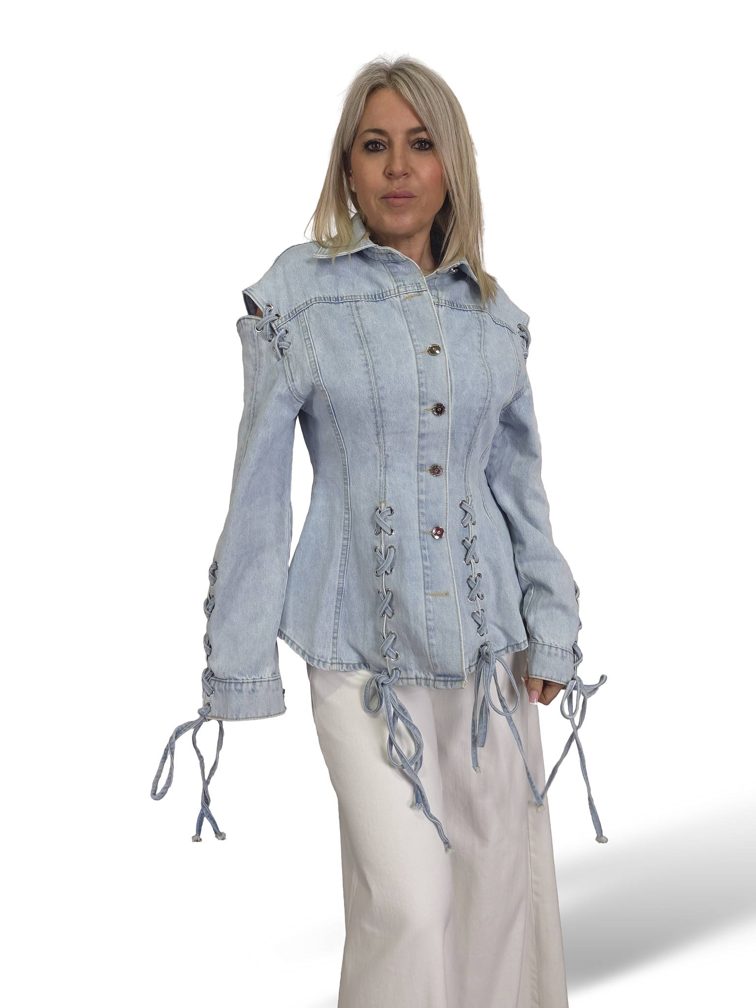 CHAQUETA ENTALLADA DENIM CUERDAS JOT