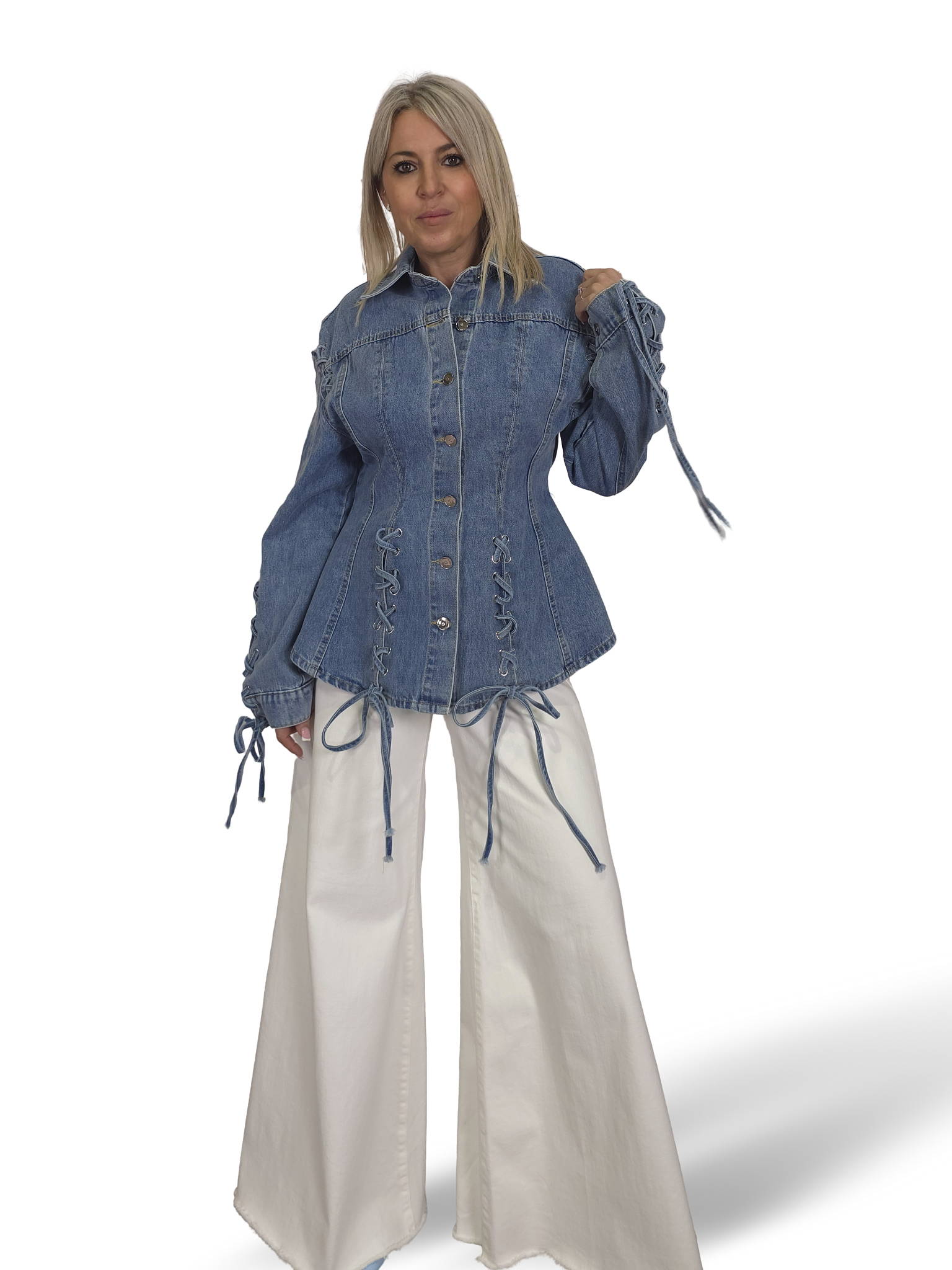 CHAQUETA ENTALLADA DENIM CUERDAS JOT